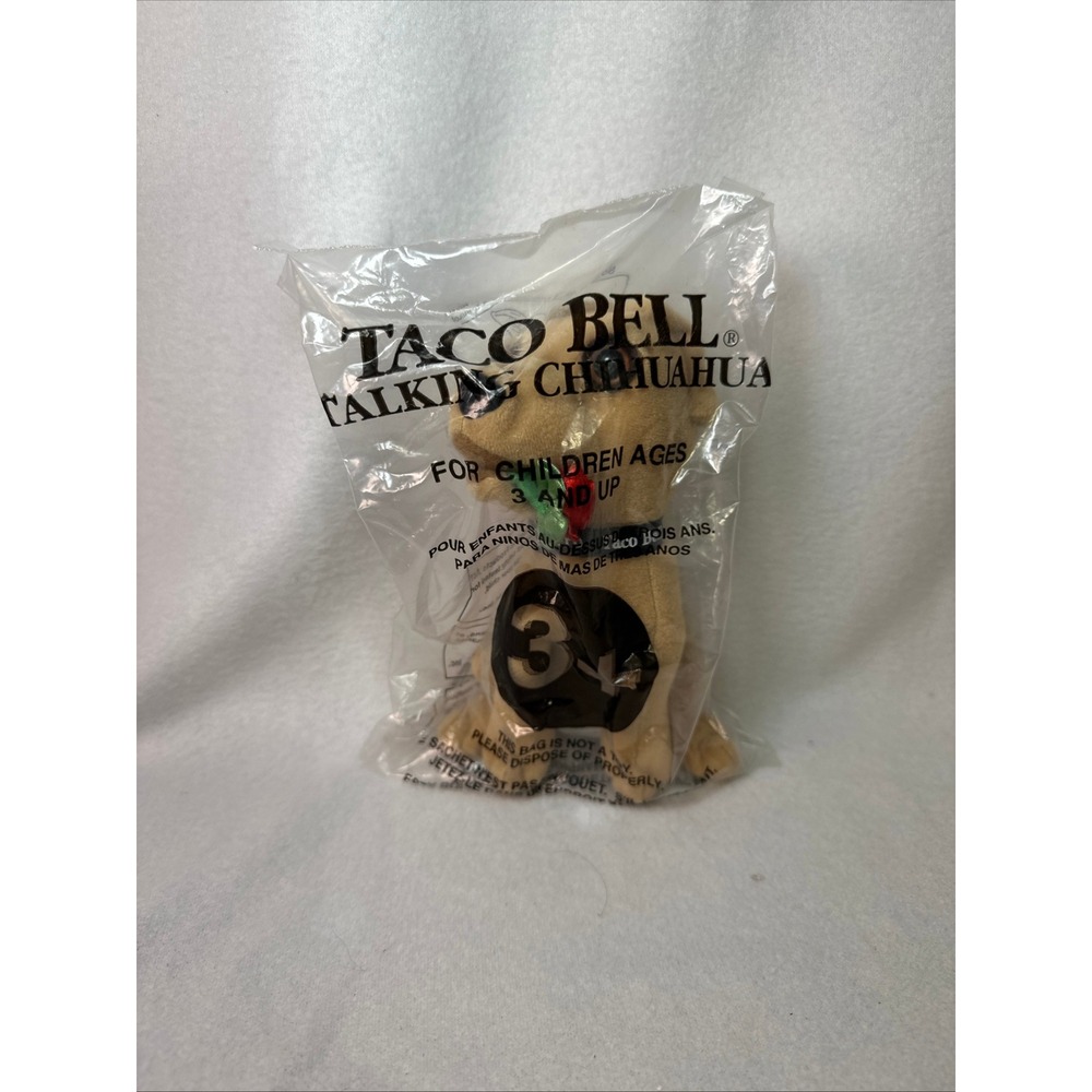 Vintage Taco Bell Talking Chihuahua Plush Toy Sealed Rose 1990s Applause Promo‎